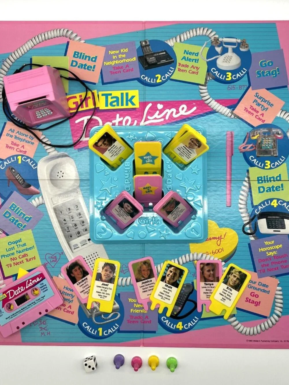Girl Talk Date Line 1989 Board Game Complete Cassette Works Speaker Not Working